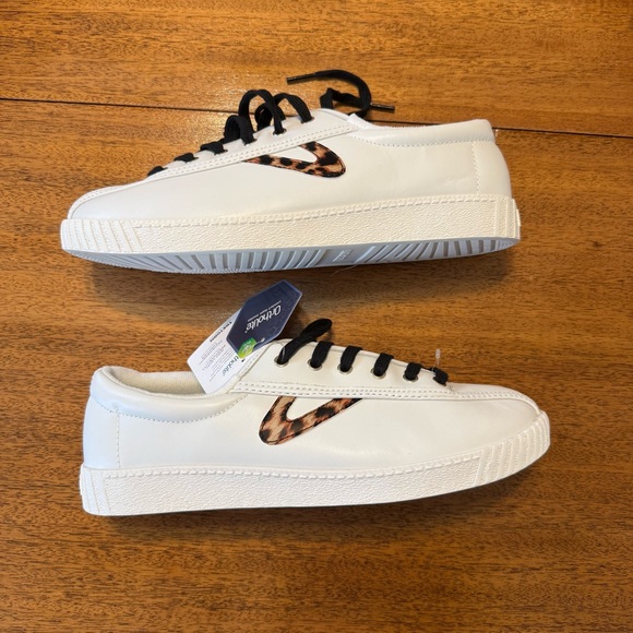 Tretorn Nylite Plus White Leather Sneakers Leopard Print New | Women’s Size 9.5 - Picture 4 of 12